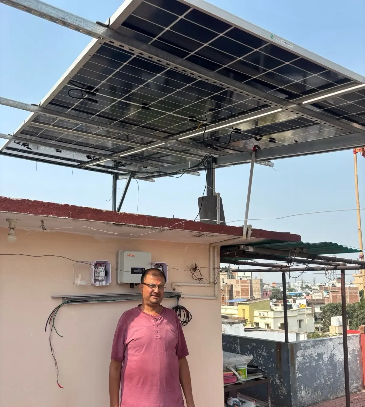 Panels installed on a house
